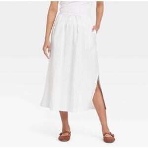 Universal Thread Women XXL White Skirt Tie Front Midi A-Line Elastic Waist NWT